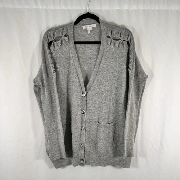 BCBGeneration Cardigan Size Medium Grey Button Up Wool Blend - Picture 1 of 12